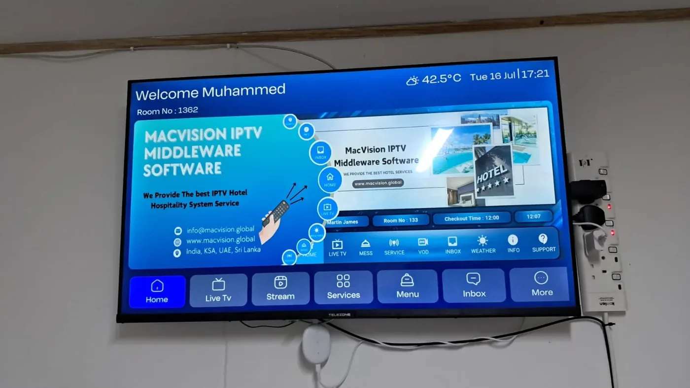 صورة تنفيذ لفنادق الزوار في المدينة المنورة تعرض منصة MACVISION لـIPTV داخل الغرف